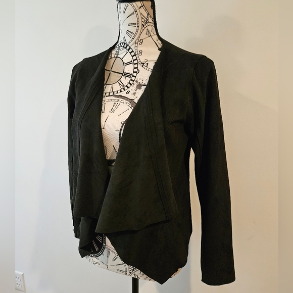 NWOT Naked Zebra faux suede drape open front jacket small - Picture 3 of 12